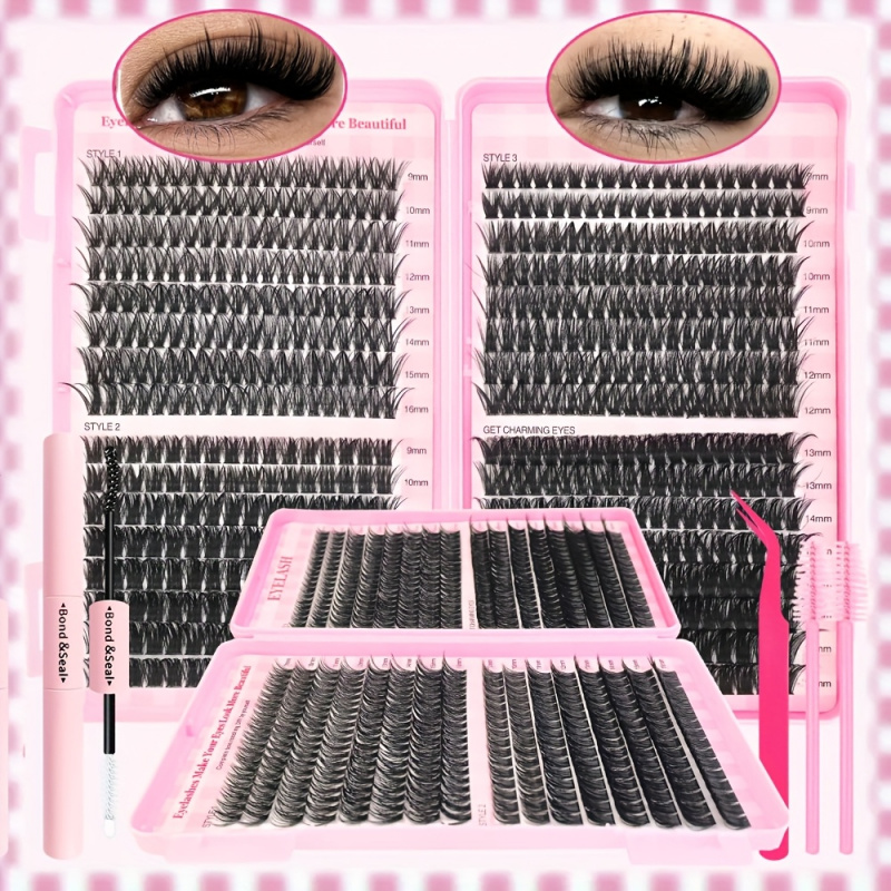 Eyelash Extension Volume Styles - 30/40/50/60/80/100D, dick, 9–16 mm, rosa Wimpernbuch-Stil-Set,