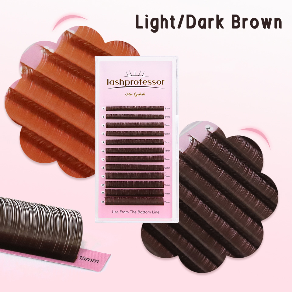 Lash Tile Palette - Dunkelbraune Wimpernverlängerung 0,05 0,07 mm Hellbraune