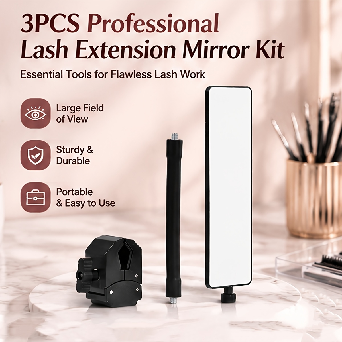 Eyelash Extension Equipment - 3-teiliges Professionelles Wimpernverlängerungs-Spiegelset HD Weitwinkel-Wimpernprüfspiegel mit