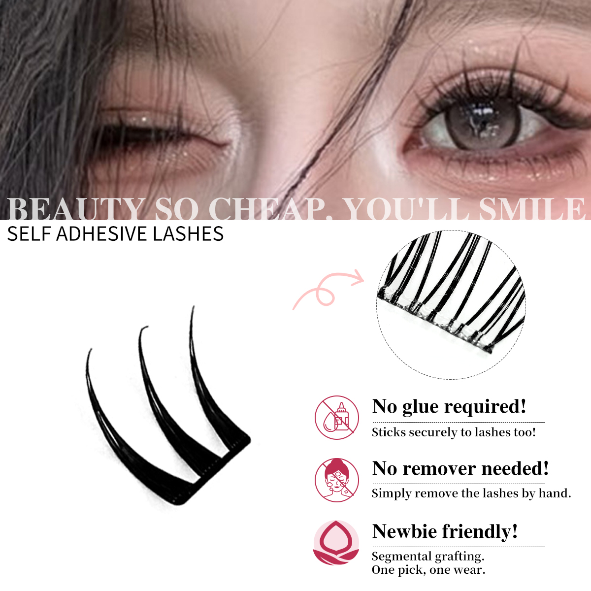 Keine Kleber-Wimperncluster, u – Eyelash Extension Menu Bewertung und Preis