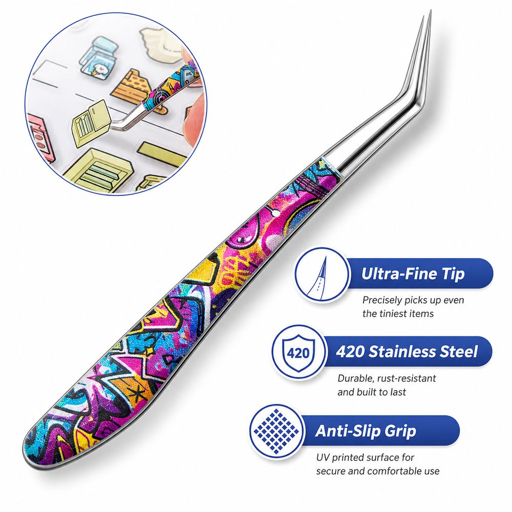 Metallische Gebogene Pinzette  – Lash Mapping Sticker Bewertung und Preis